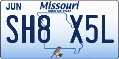 MO license plate SH8X5L