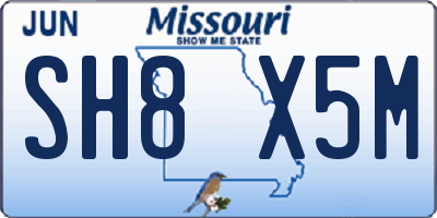 MO license plate SH8X5M
