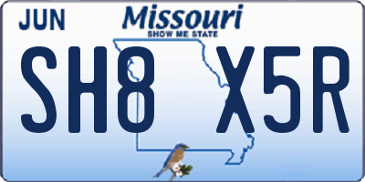 MO license plate SH8X5R