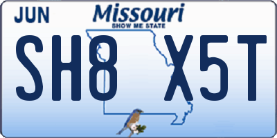 MO license plate SH8X5T