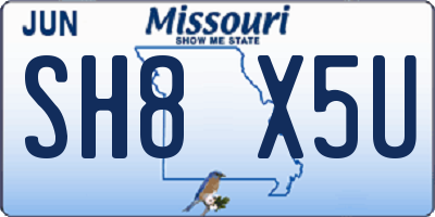 MO license plate SH8X5U