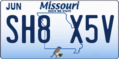 MO license plate SH8X5V