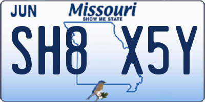 MO license plate SH8X5Y