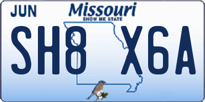 MO license plate SH8X6A