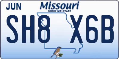 MO license plate SH8X6B