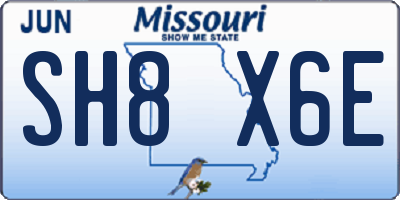 MO license plate SH8X6E