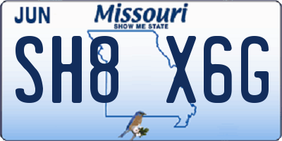 MO license plate SH8X6G