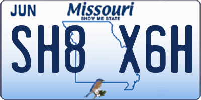 MO license plate SH8X6H