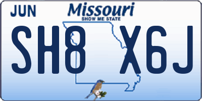 MO license plate SH8X6J