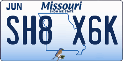 MO license plate SH8X6K