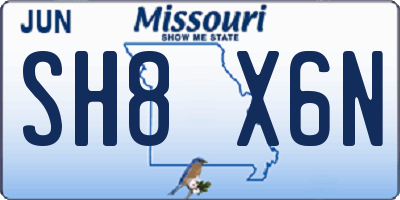 MO license plate SH8X6N