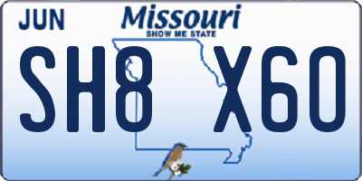MO license plate SH8X6O
