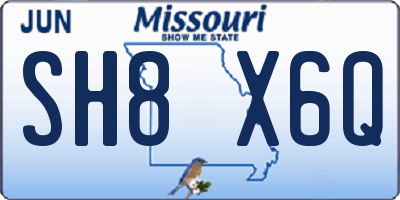MO license plate SH8X6Q