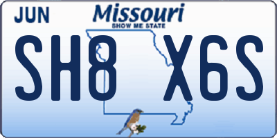 MO license plate SH8X6S