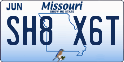 MO license plate SH8X6T