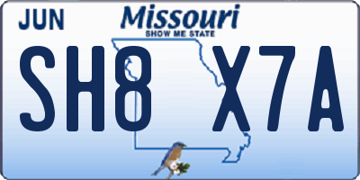 MO license plate SH8X7A