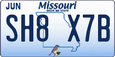 MO license plate SH8X7B