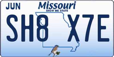 MO license plate SH8X7E
