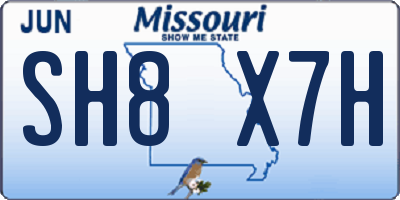 MO license plate SH8X7H