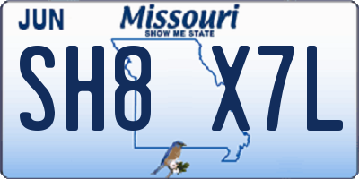 MO license plate SH8X7L