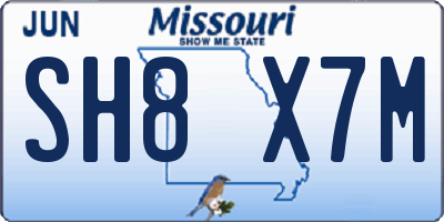 MO license plate SH8X7M