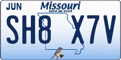 MO license plate SH8X7V