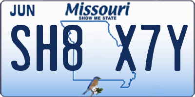 MO license plate SH8X7Y