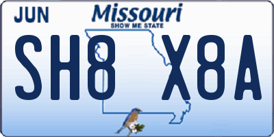 MO license plate SH8X8A
