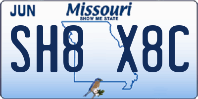 MO license plate SH8X8C