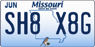 MO license plate SH8X8G