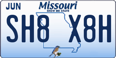 MO license plate SH8X8H