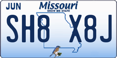 MO license plate SH8X8J