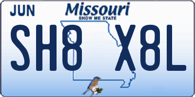 MO license plate SH8X8L