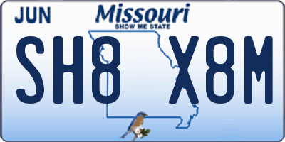 MO license plate SH8X8M