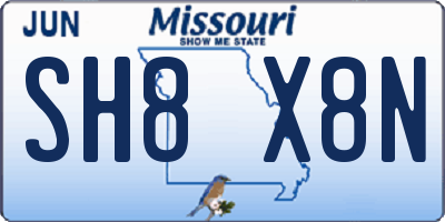 MO license plate SH8X8N
