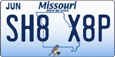 MO license plate SH8X8P