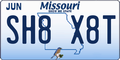 MO license plate SH8X8T