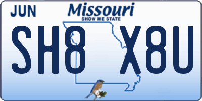 MO license plate SH8X8U