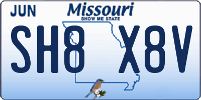MO license plate SH8X8V