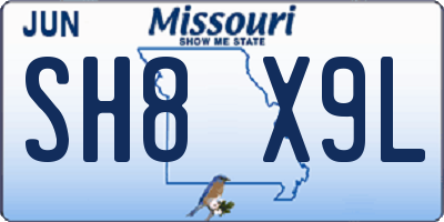 MO license plate SH8X9L