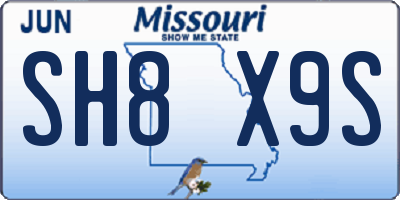 MO license plate SH8X9S