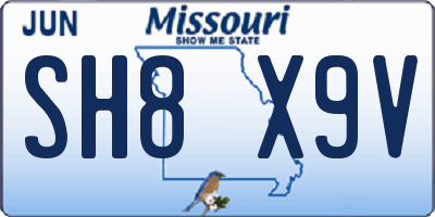 MO license plate SH8X9V