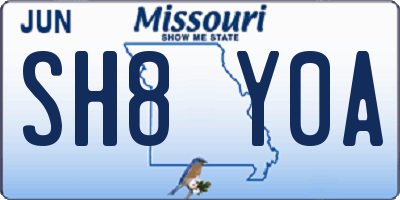 MO license plate SH8Y0A