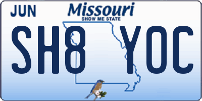MO license plate SH8Y0C
