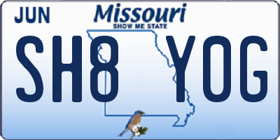 MO license plate SH8Y0G