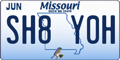 MO license plate SH8Y0H
