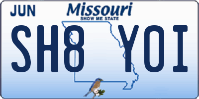 MO license plate SH8Y0I
