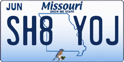 MO license plate SH8Y0J