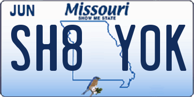MO license plate SH8Y0K
