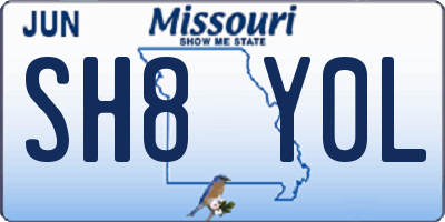 MO license plate SH8Y0L